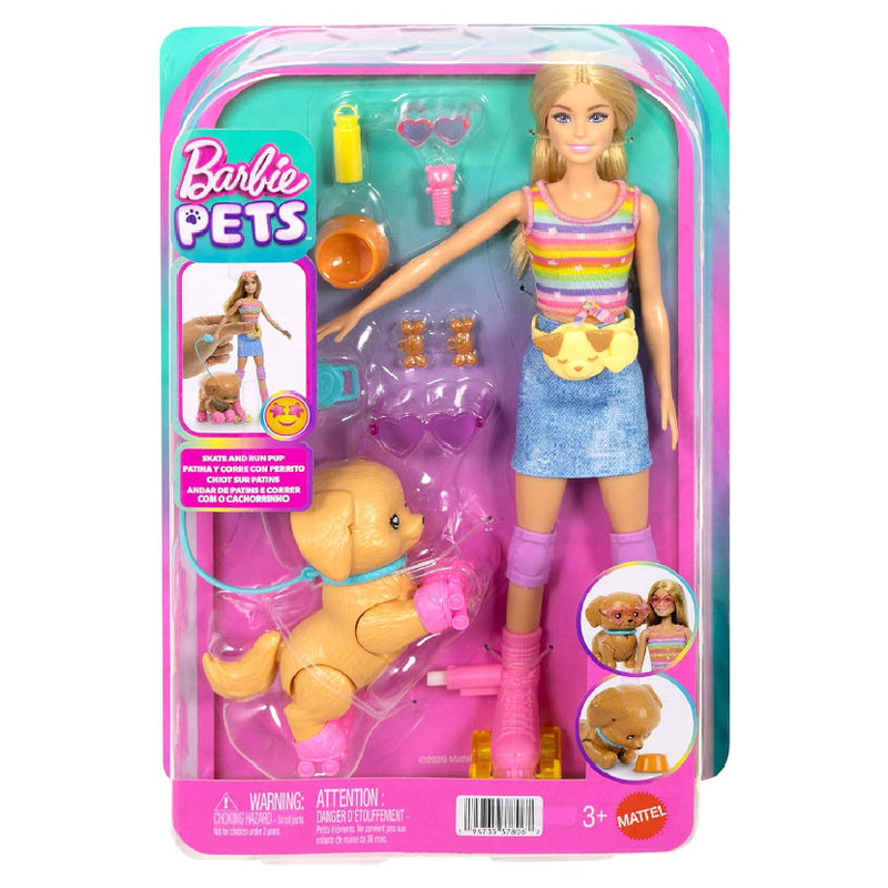 Zestaw Barbie Pets Jazda Na Wrotkach Z Pieskiem I Akcesoriami Lalka Modowa Dla Dzieci 3+