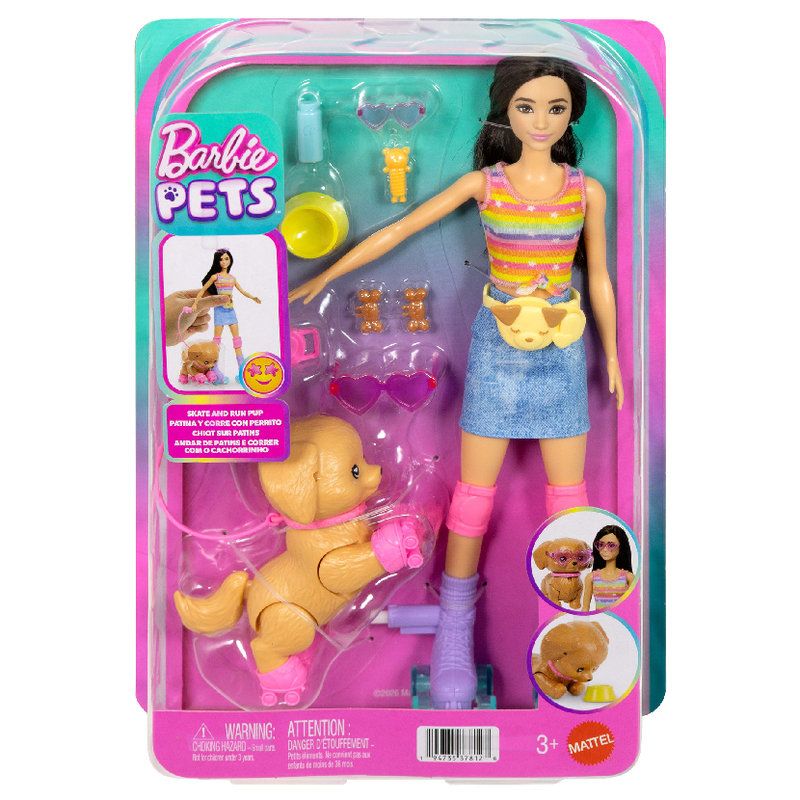 Zestaw Barbie Pets Piesek Na Wrotkach z Akcesoriami Lalka Modowa Dla Dzieci 3+