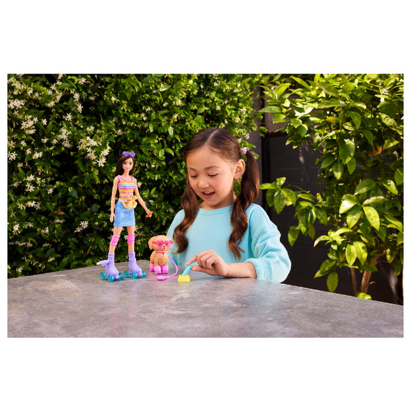Zestaw Barbie Pets Piesek Na Wrotkach z Akcesoriami Lalka Modowa Dla Dzieci 3+