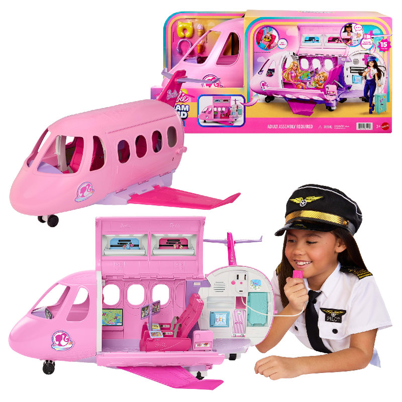 Barbie Dream Plane Różowy Samolot Dla Lalek Barbie Zabawka Baterie Akcesoria Dla Dzieci 3+