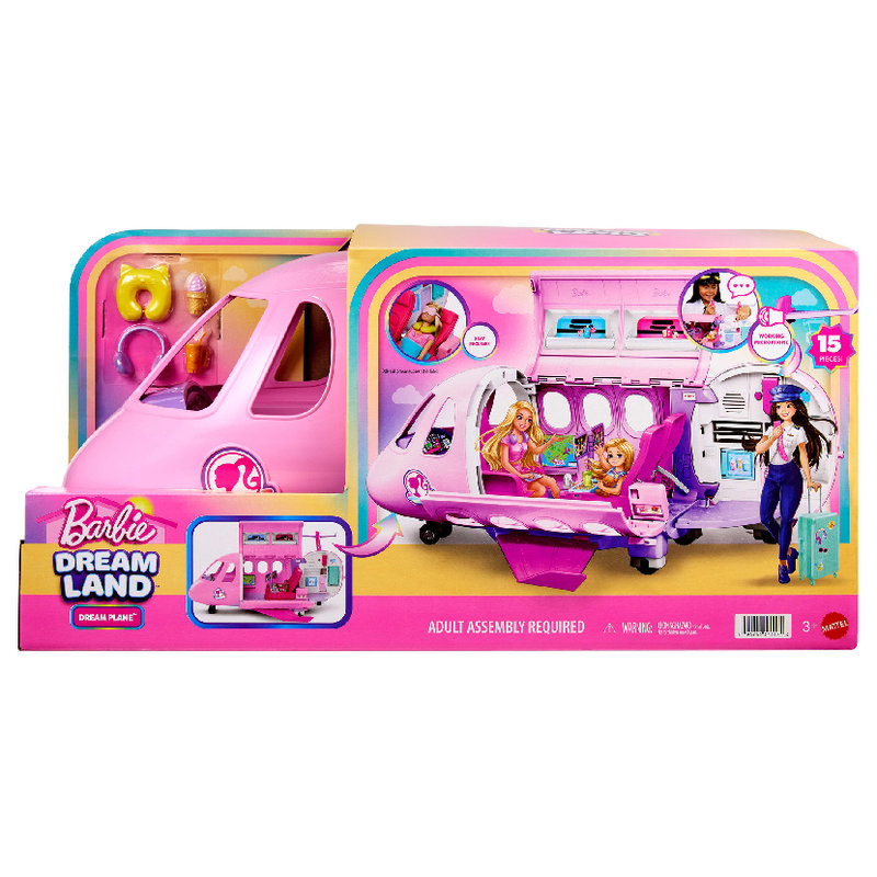 Barbie Dream Plane Różowy Samolot Dla Lalek Barbie Zabawka Baterie Akcesoria Dla Dzieci 3+