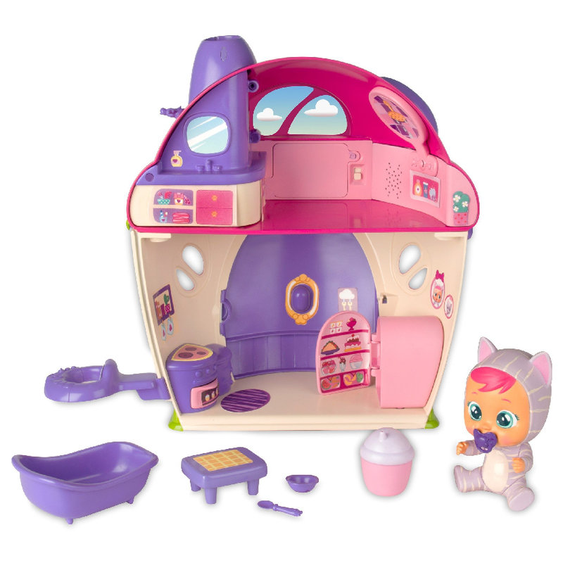 Lalka Bobas Cry Babies Magic Tears Zestaw Domek Katie Zestaw z Akcesoriami Smoczek Butelka 