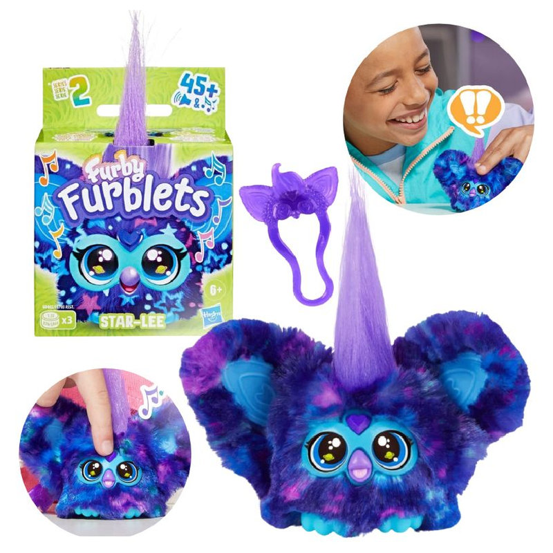 Interaktywny Furby Furblets Ciemno-Niebieska Maskotka Star-Lee Interaktywna Zabawka Dla Dzieci 6+