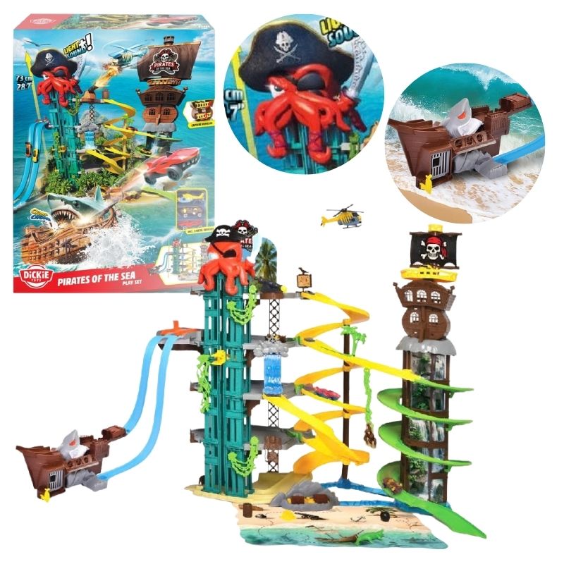 Dickie Toys Zestaw Piraci Na Morzu Duży Parking Garaż + 3 Autka Samochodziki 3+ 