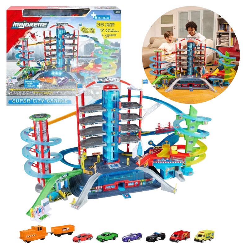 Majorette Super City Garage Garaż Duży XXL + 6 Pojazdów 5+