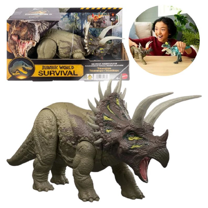 Jurassic World Survival Ryczący Dinozaur Triceratops Figurka Dla Dzieci Na Prezent 4+