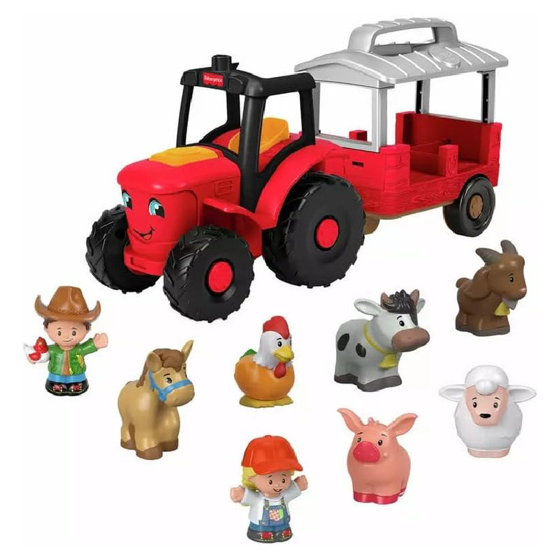 Fisher Price Little People Farma Opieka Nad Zwierzętami Zestaw Traktor Z Przyczepą Oraz Figurki Zwierząt 1+