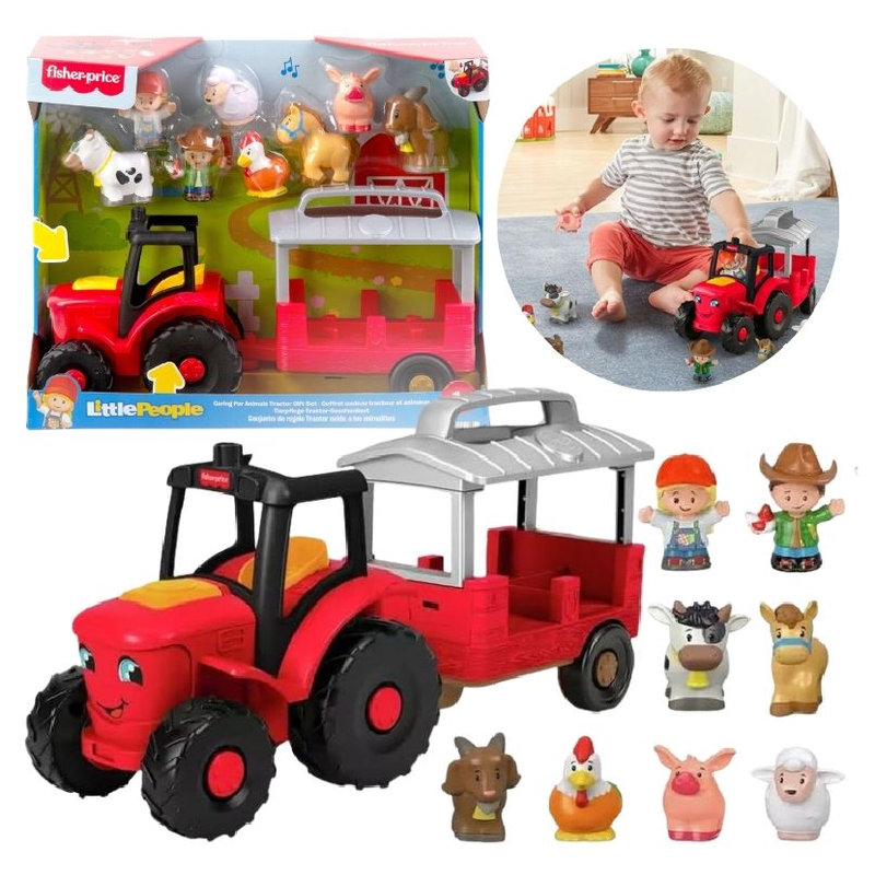 Fisher Price Little People Farma Opieka Nad Zwierzętami Zestaw Traktor Z Przyczepą Oraz Figurki Zwierząt 1+