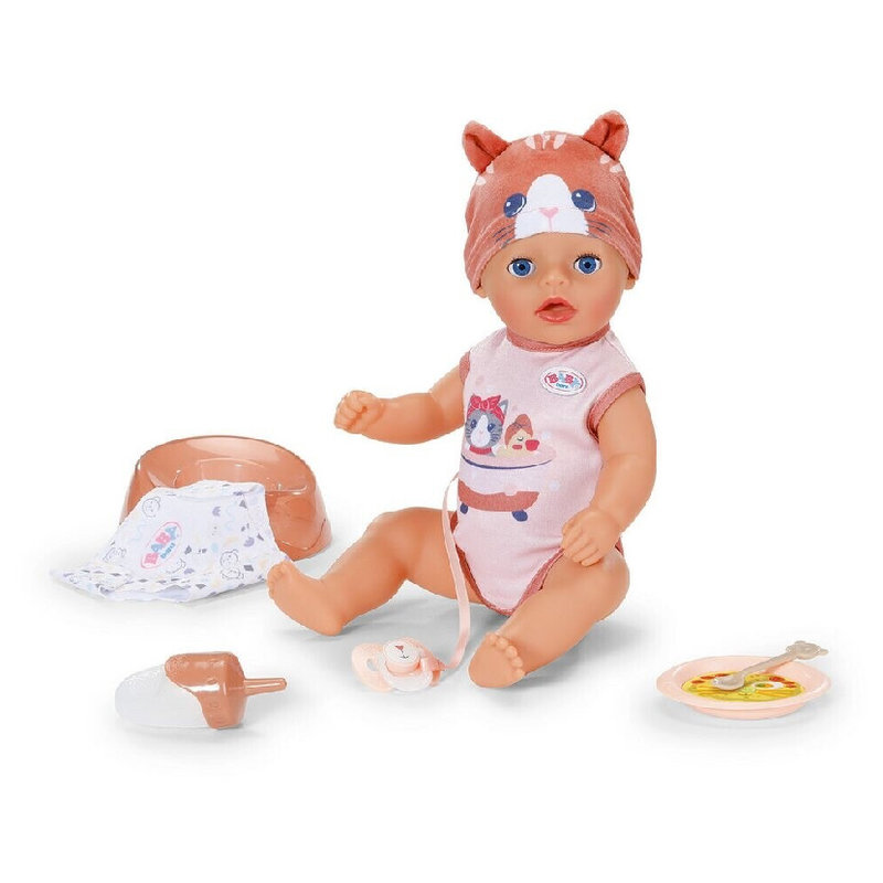 Baby Born Interaktywna Lalka Lena Duża Bobas + Akcesoria Smoczek Pielucha 36 Cm