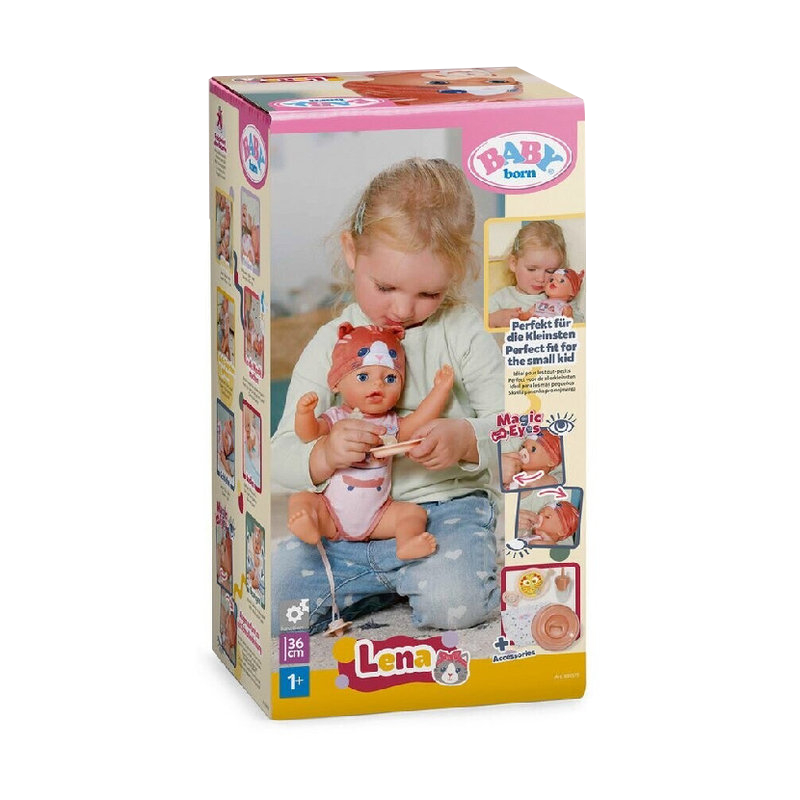 Baby Born Interaktywna Lalka Lena Duża Bobas + Akcesoria Smoczek Pielucha 36 Cm