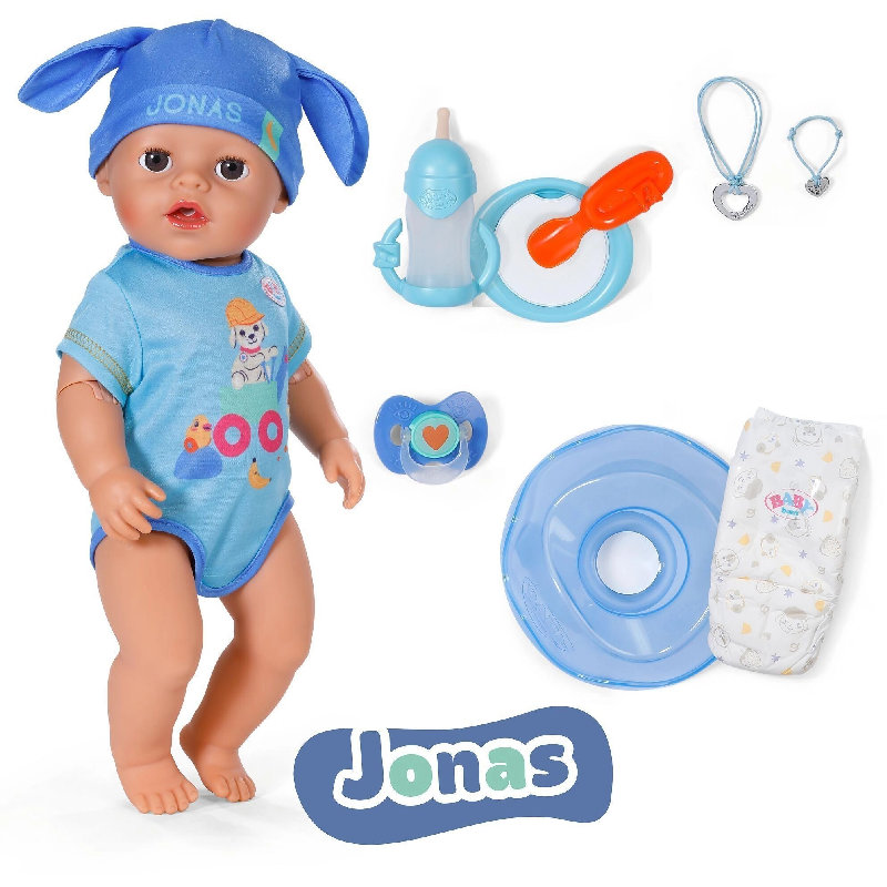 Baby Born Interaktywna Duża Lalka Jonas Bobas + Akcesoria Smoczek Pielucha 36 Cm